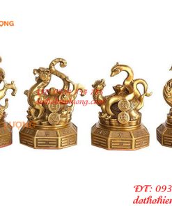 Bộ Tượng Long Lân Quy Phụng Bằng Đồng