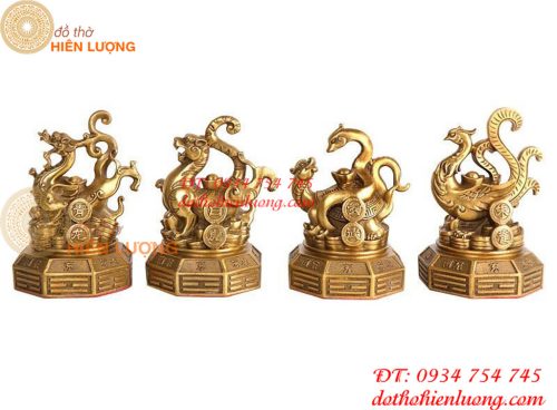 Bộ Tượng Long Lân Quy Phụng Bằng Đồng