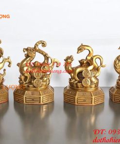 Bộ Tượng Long Lân Quy Phụng Bằng Đồng