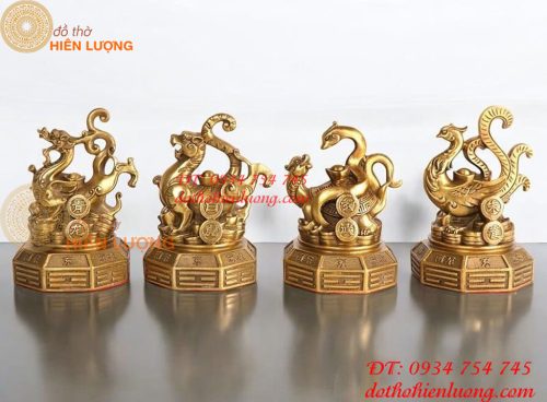 Bộ Tượng Long Lân Quy Phụng Bằng Đồng