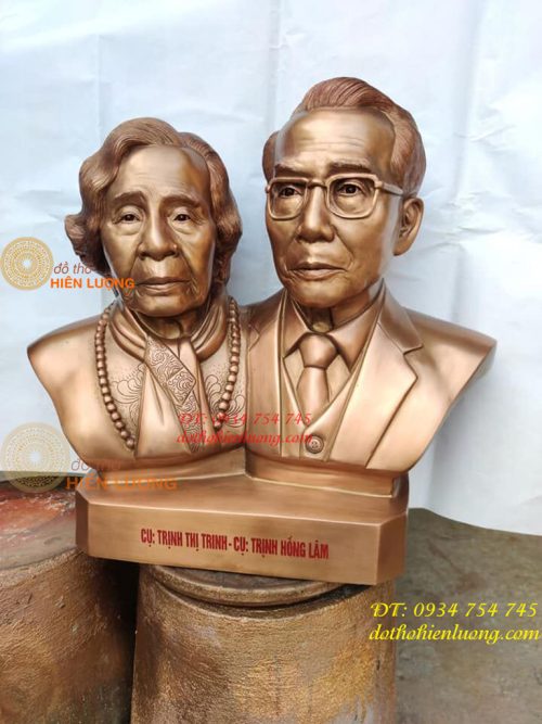 Đúc Tượng Đôi Chân Dung Bán Thân Bằng Đồng Đỏ