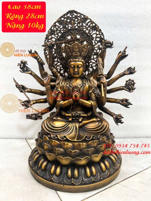 Tượng Bồ Tát Chuẩn Đề Bằng Đồng Cao 38cm