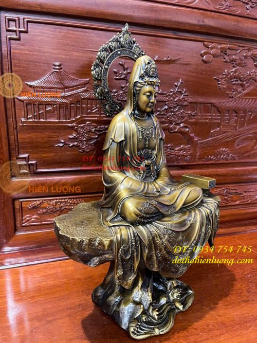 Tượng Quan Âm Vi Tiếu Bằng Đồng Cao 45cm