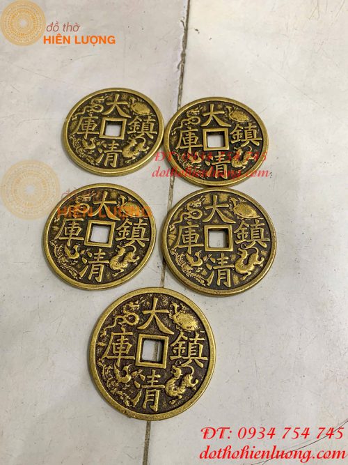 Đồng Xu Tứ Linh Ngũ Đế Bằng Đồng ĐK 6cm