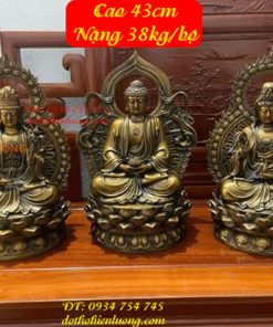 Bộ Tây Phương Tam Thánh Cao 43cm Bằng Đồng Hun