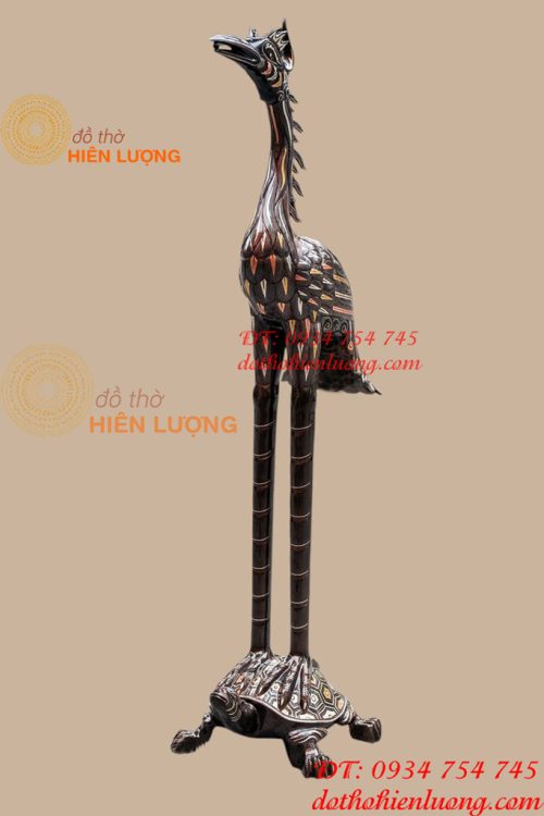 Đôi Hạc Bằng Đồng Đỏ Khảm Tam Khí