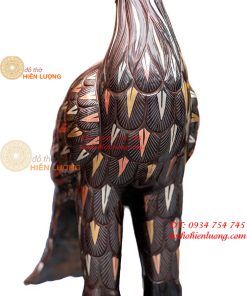 Đôi Hạc Bằng Đồng Đỏ Khảm Tam Khí