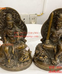 Tượng Đức Văn Thù Phổ Hiền Bằng Đồng Cao 25cm