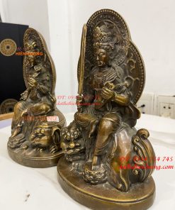 Tượng Đức Văn Thù Phổ Hiền Bằng Đồng Cao 25cm