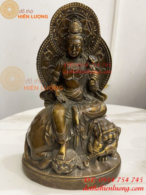 Tượng Đức Văn Thù Phổ Hiền Bằng Đồng Cao 25cm