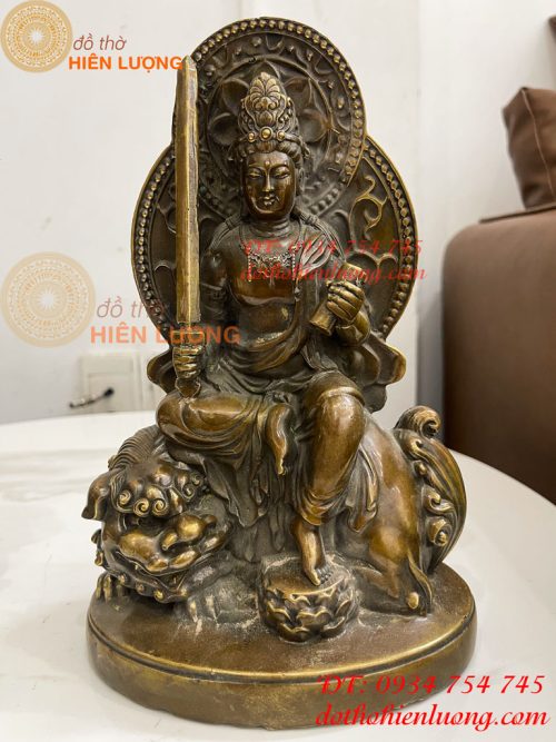 Tượng Đức Văn Thù Phổ Hiền Bằng Đồng Cao 25cm