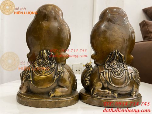 Tượng Đức Văn Thù Phổ Hiền Bằng Đồng Cao 25cm