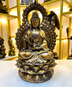 Tượng Phật Bà Quan Âm Lá Đề Cao 42cm Bằng Đồng Hun