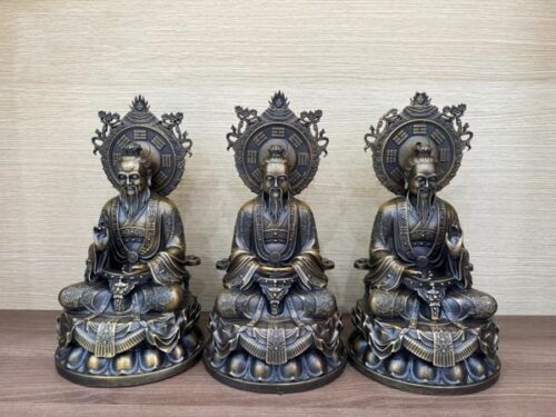 Bộ Tượng Tam Thanh Đạo Giáo Bằng Đồng Cao 38cm