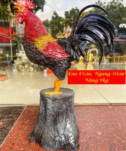 Tượng Gà Trống Cao 45cm Bằng Đồng Decor Trang Trí