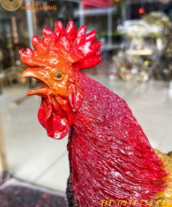 Tượng Gà Trống Cao 45cm Bằng Đồng Decor Trang Trí
