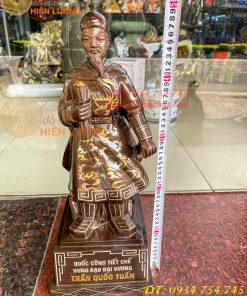 Tượng Trần Quốc Tuấn Cao 50cm Khảm Tam Khí Bằng Đồng Đỏ