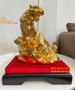 Tượng Hổ Bằng Đồng Mạ Vàng 24K Cao 22cm