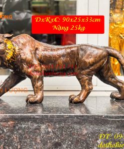 Tượng Con Cọp Bằng Đồng Dài 90cm Phong Thủy