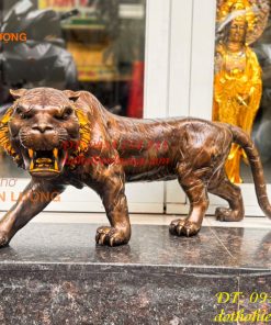 Tượng Con Cọp Bằng Đồng Dài 90cm Phong Thủy