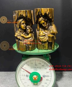 Đôi Đèn Cày Gia Đình Chúa Bằng Đồng Cao 14cm