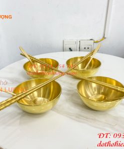 Bộ Bát Đũa Thìa Bằng Đồng Thờ Cúng