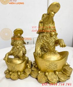 Tượng Chó Phong Thủy Ngậm Tiền Bằng Đồng Cao 14cm Và 21cm – Linh Vật Chiêu Tài Giữ Của