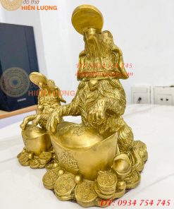 Tượng Chó Phong Thủy Ngậm Tiền Bằng Đồng Cao 14cm Và 21cm – Linh Vật Chiêu Tài Giữ Của
